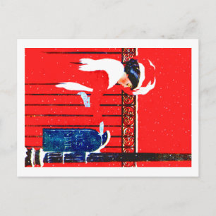 Postal Festiva Chica de Coles Phillips Fadeaway - Navidades blanc