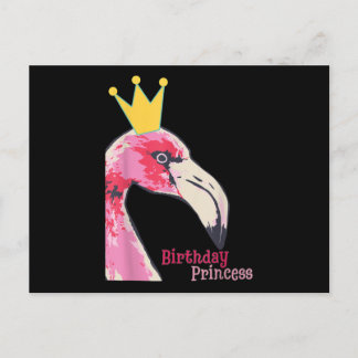 Postal Festiva Chica de la Princesa de Cumpleaños Flamingo | Flam