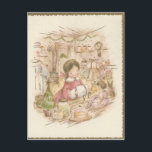 Postal Festiva Chica de Vintage Christmas Shop<br><div class="desc">Adorable imagen Vintage de Navidad.</div>