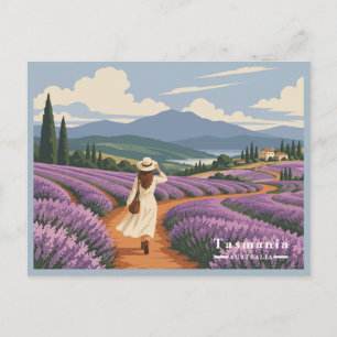 Postal Festiva Chica Lavanda de Tasmania Vintage Viaje