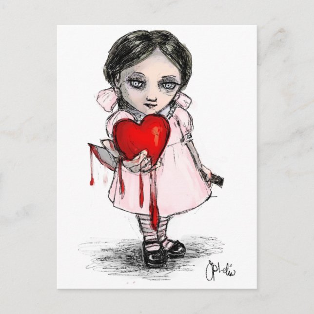Postal Festiva Chica malicioso de San Valentín (Anverso)