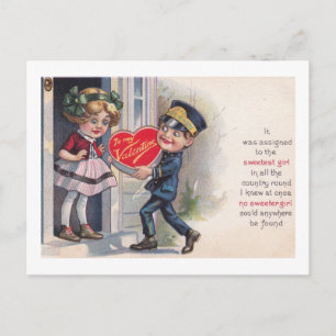 Postal Festiva Chica más dulce, mensajero de amor, vintage de San