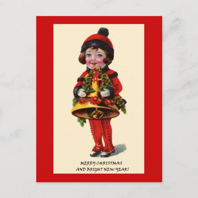 Postal Festiva Chica navideño vintage (Anverso)