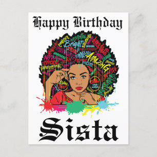 Postal Festiva Chica negra cumpleaños mágico Sista Melanin mujer