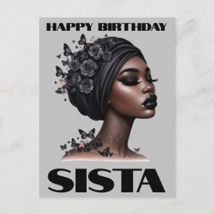 Postal Festiva Chica negra cumpleaños mágico Sista Melanin mujer