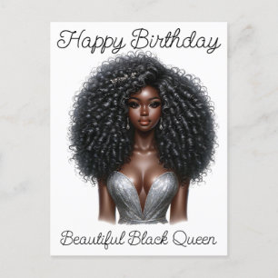 Postal Festiva Chica negra cumpleaños mágico Sista Melanin mujer