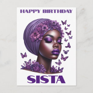 Postal Festiva Chica negra cumpleaños mágico Sista Melanin mujer