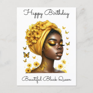 Postal Festiva Chica negra cumpleaños mágico Sista Melanin mujer