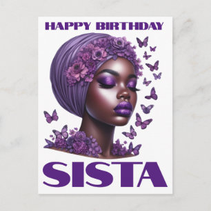 Postal Festiva Chica negra cumpleaños mágico Sista Melanin mujer