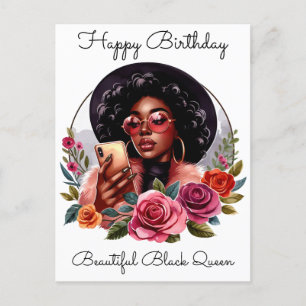 Postal Festiva Chica negra cumpleaños mágico Sista Melanin mujer