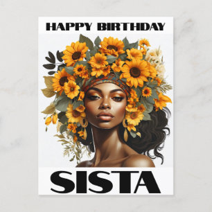 Postal Festiva Chica negra cumpleaños mágico Sista Melanin mujer
