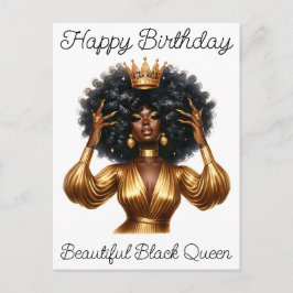 Postal Festiva Chica negra cumpleaños mágico Sista Melanin mujer
