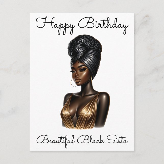 Postal Festiva Chica Negro Magic Birday Sista Melanin Woman Post (Anverso)