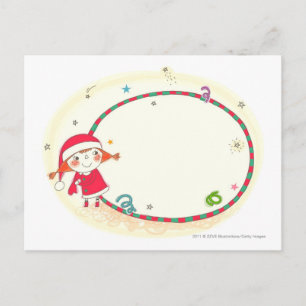 Postal Festiva Chica que lleva el traje de Santa