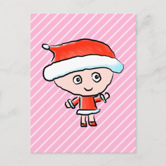 Postal Festiva Chica vestida de Papá Noel a los Navidades