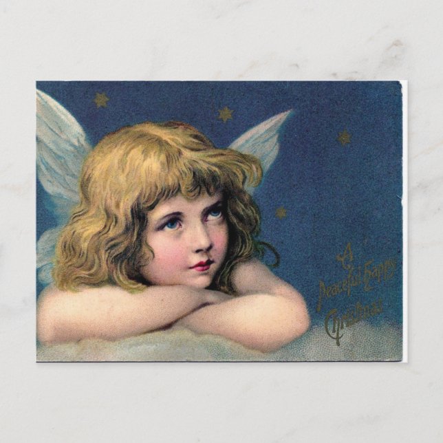 Postal Festiva Chica Vintage Christmas Angel (Anverso)