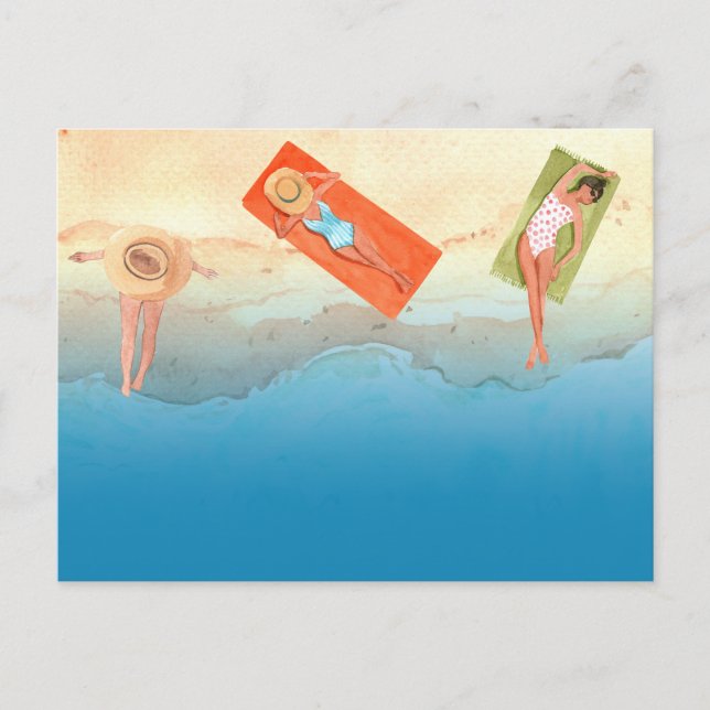 Postal Festiva Chicas de verano en la playa en bikini (Anverso)