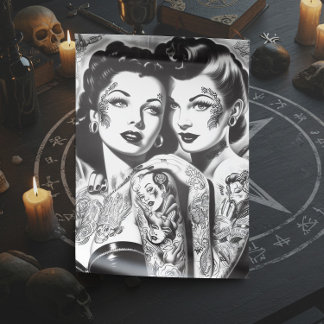 Postal Festiva Chicas Pin-up Tatuadas Vintage