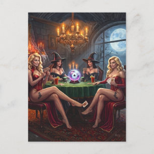 Postal Festiva Chicas vampiro de póquer solo quieren divertirse