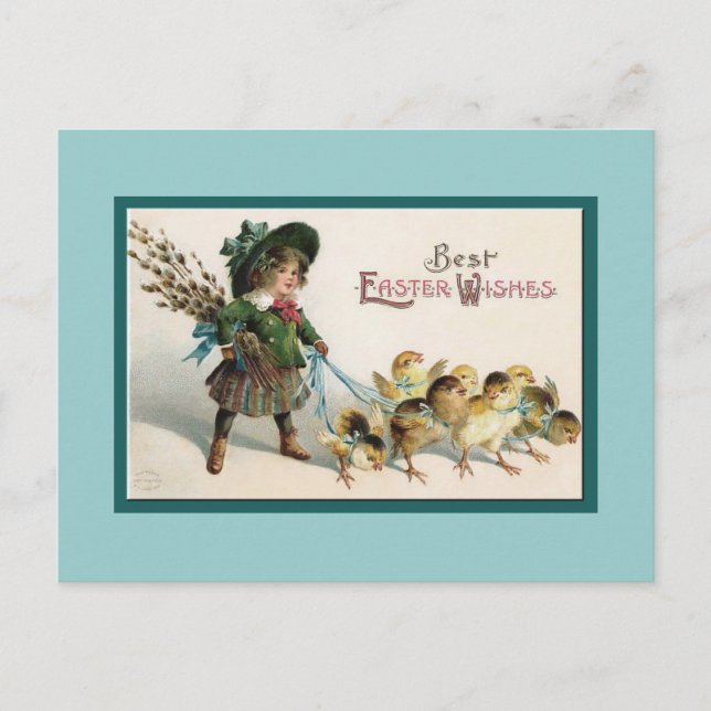 Postal Festiva Chicas viejas de Pascua y Chica a pie (Anverso)
