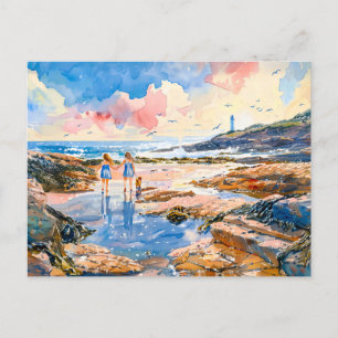 Postal Festiva Chicas y pintura a acuarela Dog by Lighthouse Shor