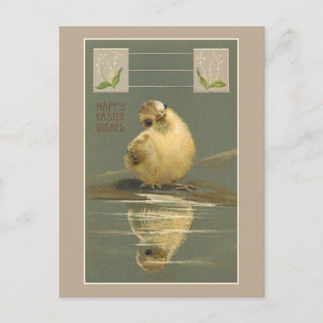 Postal Festiva Chick de Pascua Amarillo (Anverso)