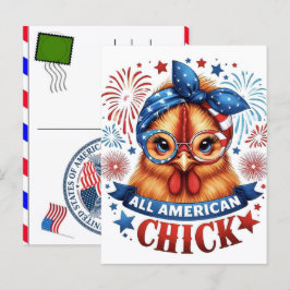 Postal Festiva Chico totalmente americano 4 de julio Día de la In