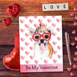 Postal Festiva Chihuahua Divertido Sé Mi San Valentín Perro Día d