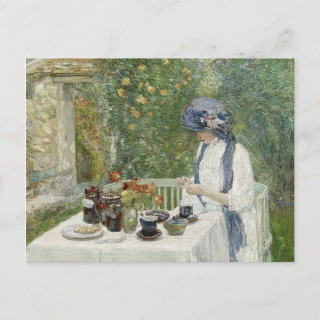 Postal Festiva Childe Hassam - Jardín de té francés (Anverso)