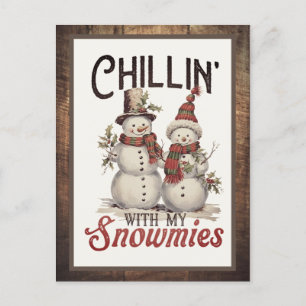 Postal Festiva Chillin Con Mis Personalizados De Nieve Navidades