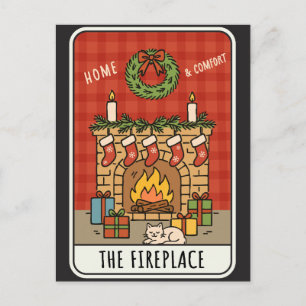 Postal Festiva Chimenea acogedora de Navidad, hogar y comodidad