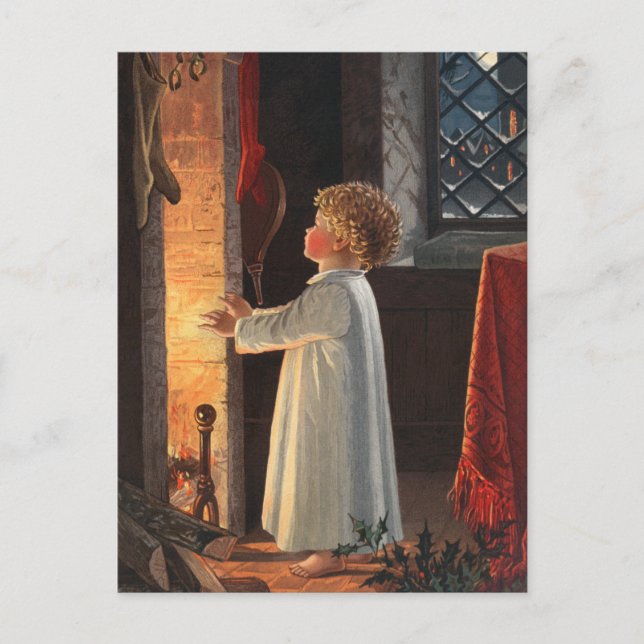 Postal Festiva Chimenea, existencias de navidades y feriado infan (Anverso)