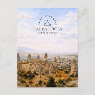 Postal Festiva Chimeneas de Hadas Capadocia   Turquía Acuarela