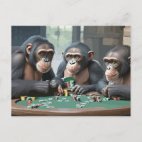 chimpancés postale a la carta jugando al póquer