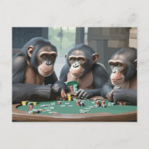 chimpancés postale a la carta jugando al póquer