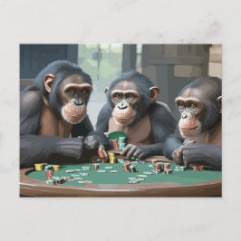 Postal Festiva chimpancés postale a la carta jugando al póquer