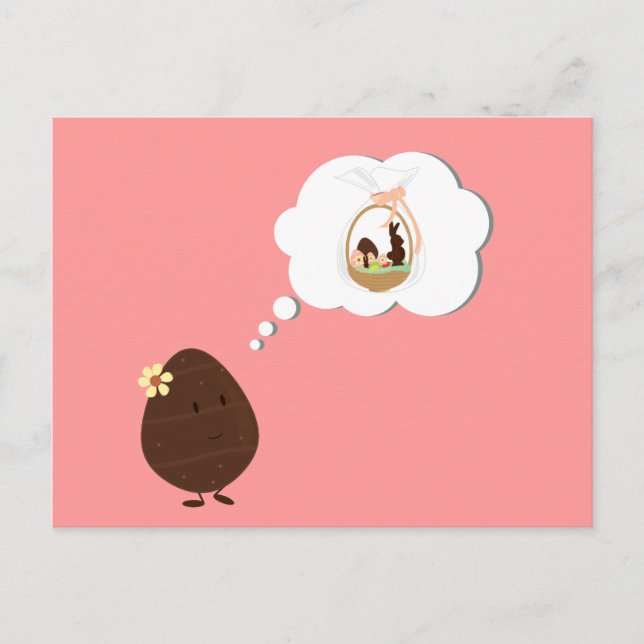 Postal Festiva Chocolate egg thinking of an Easter basket (Anverso)