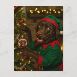 Postal Festiva Chocolate  Labrador Dog Christmas Holiday postcard