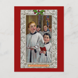 Postal Festiva Choirboys cantando Navidades Carols