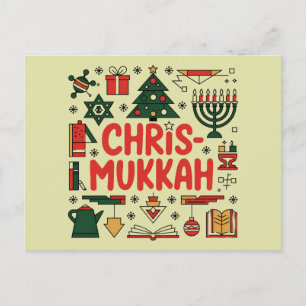 Postal Festiva Chrismukkah Hanukkah Navidades judío Religioso