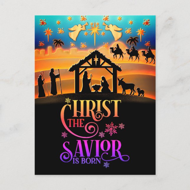Postal Festiva "Christ The Savior Is Born" Nativity Christmas (Anverso)