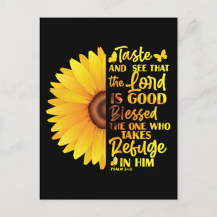 Postal Festiva Christian Bible Verse Psalm 34:8 Sunflower Flower