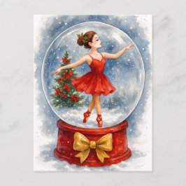 Postal Festiva Christmas Ballerina Snow Globe Postcard