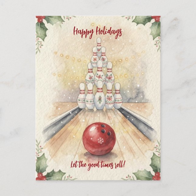 Postal Festiva Christmas Bowling Holiday Greeting Cards (Anverso)