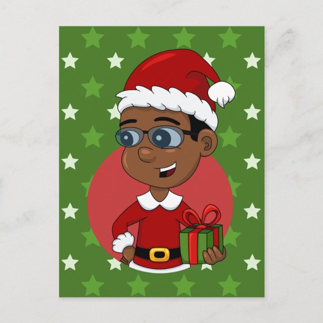 Postal Festiva Christmas boy cartoon holiday postcard (Anverso)
