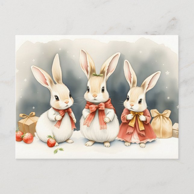 Postal Festiva christmas bunnies  (Anverso)