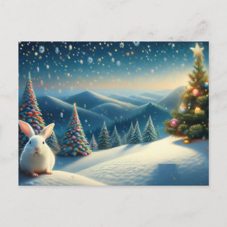Postal Festiva Christmas Bunny with Decorated Christmas Tree