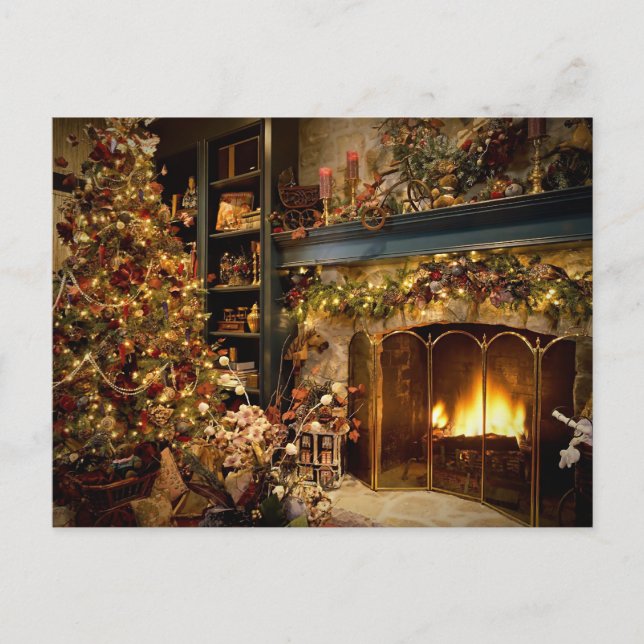 Postal Festiva Christmas By The Fireplace (Anverso)