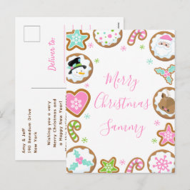 Postal Festiva Christmas Cookies Pink and Green Merry Christmas