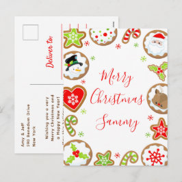 Postal Festiva Christmas Cookies Red and Green Merry Christmas